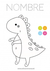 Dibujo libre Dinosaurios Colorear por números Actividades para niños Animales