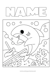 Free colouring Sea Animal Intermediate colouring sheets Shark Marine or aquatic animals