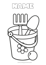 Free colouring Toys Easy colouring pages Beach bucket Games and toys