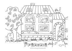 Pagină de colorat personalizată Pisică Drăguț Animal Casă Câini și pisici