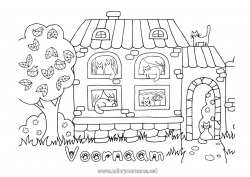 Gratis tekening Kat Kawaii Dier Huis Honden en katten