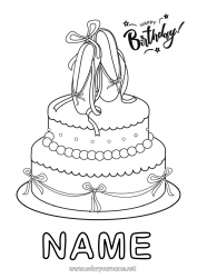 Free coloring Cake Birthday Dance Intermediate coloring pages Happy Birthday (English) Message Artistic sports