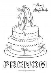 Coloriage gratuit Gâteau Anniversaire Danse Coloriages intermédiaires Joyeux anniversaire (français) Message Sports artistiques