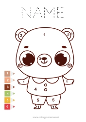 Free colouring Bear Figure Children's activities Animal Teddy bear Forest animals