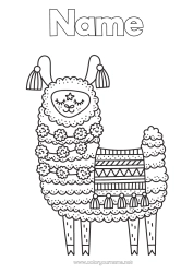 Free colouring Animal Llama Peru Other animals of the world