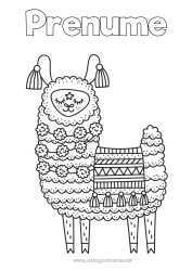 Pagină de colorat gratuită Animal Lama Peru Alte animale din lume