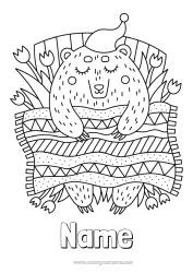 Free colouring Bear Spring Animal Intermediate colouring sheets Forest animals