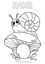 Free coloring Cute Autumn Animal Mushroom Snail