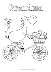 Free coloring Vehicles Animal Cow Intermediate coloring pages Bike Farm animals Two-wheeled vehicles