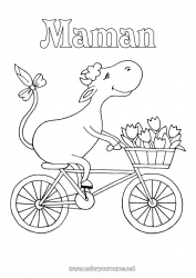 Coloriage enfant Véhicules Animal Vache Coloriages intermédiaires Vélo Animaux de la ferme Véhicules à deux roues