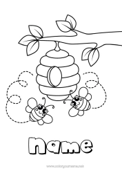 Free colouring Cute Summer Spring Animal Bee Easy colouring pages Insects Hive
