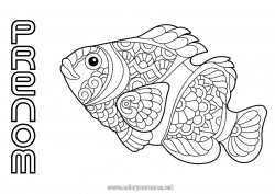 Coloriage gratuit Mandala Animal Poisson Poisson d'avril Animaux marins ou aquatique