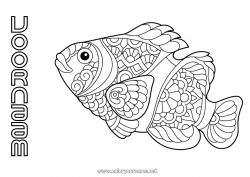 Gratis tekening Mandala Dier Vis 1 april Zeedieren