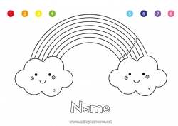 Free coloring Cute Kawaii Number Children's activities Rainbow