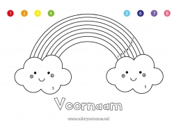 Gratis tekening Schattig Kawaii Getal Activiteiten voor Kinderen Regenboog