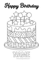 Coloring to customize Cake Birthday Intermediate coloring pages Happy Birthday (English) Message