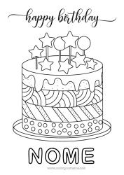 Colorare per personalizzare Torta Compleanno Disegni intermedi Buon compleanno (francese) Messaggio