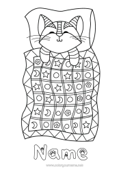 Free colouring Ill Cat Animal Bed Intermediate colouring sheets Dogs and cats