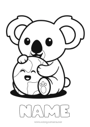 Coloring to customize Cute Kawaii Ecology Koala Planets and solar system Easy coloring pages Earth Earth Day Other animals of the world Astronomy