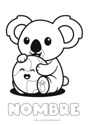 Colorear para personalizar Lindo Kawaii Ecología Koala Planetas y sistema solar Dibujos fáciles para colorear Tierra Día de la Tierra Otros animales del mundo Astronomía