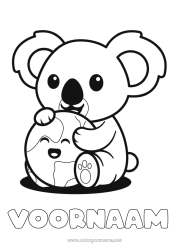 Gratis tekening Schattig Kawaii Ecologie Dier Koala Planeten en zonnestelsel Eenvoudige kleurplaten Aarde Aarde Dag Andere dieren van de wereld Astronomie