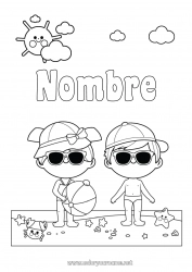 Dibujo libre Chica Chico Playa Mar Gafas de sol