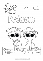Dessin gratuit Fille Garçon Plage Mer Lunettes de soleil