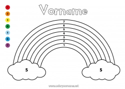 Kostenlose Malvorlage Zahl Kinderaktivitäten Regenbogen