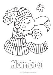 Colorear gratis Invierno Pájaro Animales Flamenco rosa Aves y mamíferos voladores Gorro de Invierno