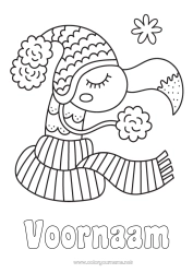 Gratis kleurplaat Winter Vogel Dier Flamingo Vogels en vliegende zoogdieren Wintermuts