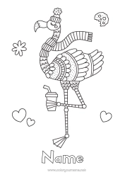 Free colouring Winter Bird Animal Drink Pink flamingo Birds and flying mammals