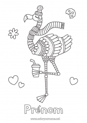 Coloriage à personnaliser Hiver Oiseau Animal Boisson Flamant rose Oiseaux et mammifères volants