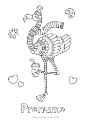 Pagină de colorat personalizată Iarna Pasăre Animal Băutură Flamingo roz Păsări și mamifere zburătoare