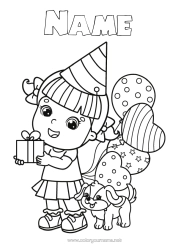 Free colouring Gifts Birthday Balloons Girl