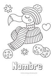Colorear gratis Invierno Pájaro Animales Flamenco rosa Aves y mamíferos voladores Gorro de Invierno