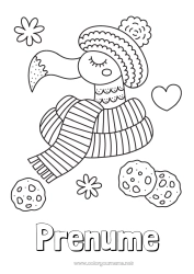 Pagină de colorat personalizată Iarna Pasăre Animal Flamingo roz Păsări și mamifere zburătoare Căciulă de iarnă