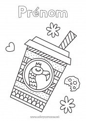 Coloriage gratuit Oiseau Animal Boisson Flamant rose Oiseaux et mammifères volants