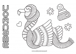 Kostenlose Malvorlage Winter Vogel Tier Flamingo Vögel und fliegende Säugetiere