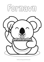 Farvelægningssiden tilpasning Kawaii Mad Dyr Koala Nem farvelægning Andre dyr i verden Ramen