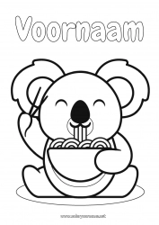 Gratis tekening Kawaii Voedsel Dier Koala Eenvoudige kleurplaten Andere dieren van de wereld Ramen