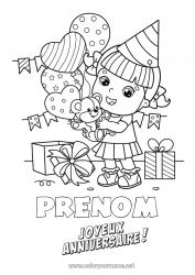 Coloriage gratuit Bonbons Cadeaux Anniversaire Fille