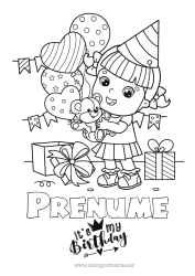 Desen liber de colorat Bomboane Cadouri Aniversare Fată