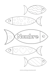 Colorear gratis Actividades para niños Animales Une los puntos Pescado Día de los Inocentes Dibujos fáciles para colorear Trazo y color Animales marinos o acuáticos