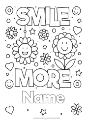 Colouring to customise Flowers Positive Smilley