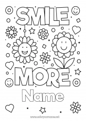 Free coloring Flowers Positive Smiley