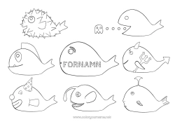 Gratis färgläggning Djur Fisk Aprilskämt Mellannivå färgläggningar Marina djur eller vattenlevande djur