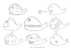 Gratis tegning Dyr Fisk Aprilsnar Mellemliggende farvelægninger Havdyr eller vandlevende dyr
