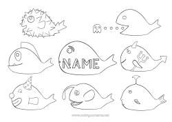 Free colouring Animal Fish April Fool's Day Intermediate colouring sheets Marine or aquatic animals