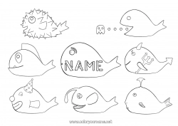 Free drawing Animal Fish April Fools' Day Intermediate coloring pages Marine or aquatic animals