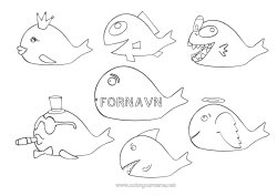 Farvelægningssiden tilpasning Dyr Fisk Aprilsnar Mellemliggende farvelægninger Havdyr eller vandlevende dyr